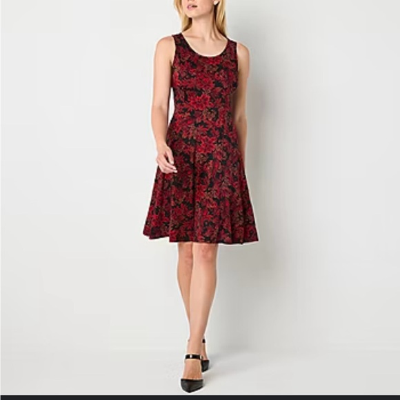 Red Fit and Flare Mini Dress for Wedding Guest - Picture 1 of 4